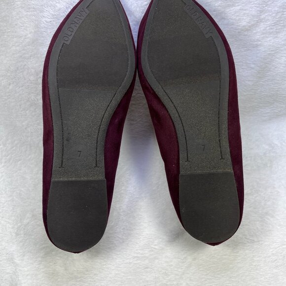 Burgundy Ballet Slip-on Flats Softly Pointed Toe Suede-like 7 Women Shoes - Picture 5 of 6